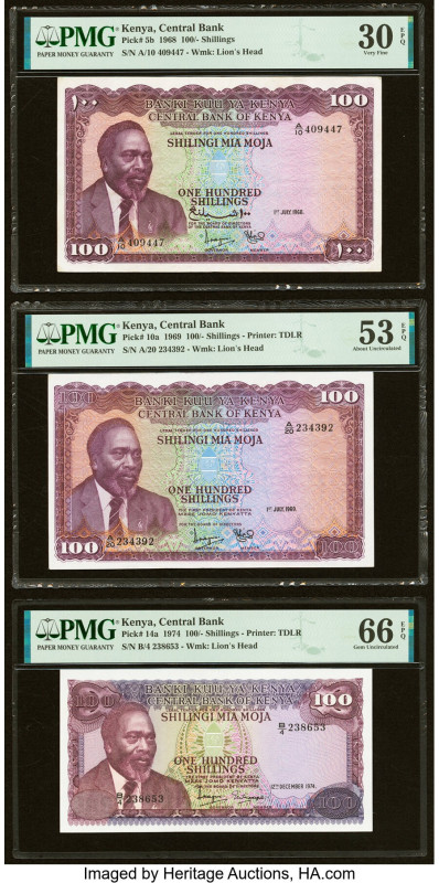 Kenya Central Bank of Kenya 100 Shillings 1.7.1968; 1.7.1969; 12.12.1974 Pick 5b...