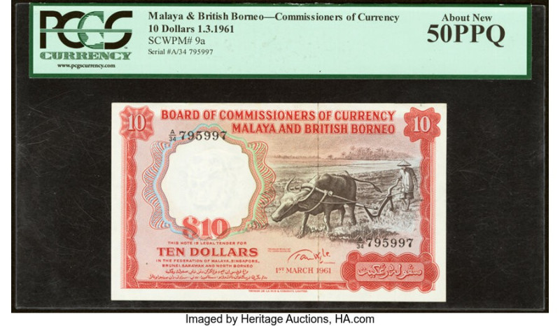 Malaya and British Borneo Board of Commissioners of Currency 10 Dollars 1.3.1961...