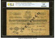 Mauritius Government of Mauritius 5 Rupees 1.10.1915 Pick 16 PCGS Banknote Choice Fine 15 Details. Repairs, rust, writing in ink and stains are noted ...