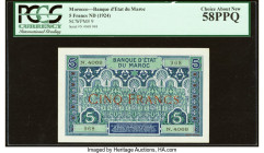 Morocco Banque d'Etat du Maroc 5 Francs ND (1924) Pick 9 PCGS Choice About New 58PPQ. 

HID09801242017

© 2022 Heritage Auctions | All Rights Reserved...