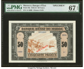 Morocco Banque d'Etat du Maroc 50 Francs 1943-44 Pick 26s Specimen PMG Superb Gem Unc 67 EPQ. 

HID09801242017

© 2022 Heritage Auctions | All Rights ...