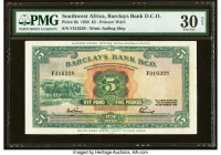 Southwest Africa Barclays Bank D.C.O. 5 Pounds 29.11.1958 Pick 6b PMG Very Fine 30 Net. This example has been repaired. 

HID09801242017

© 2022 Herit...