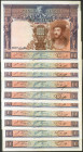 Conjunto de 10 billetes de 1000 Pesetas de la emisión del 1 de Julio de 1925 serie posterior al 3646000 (Edifil 2017: 351). MBC+/MBC.