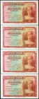 Conjunto de 4 billetes correlativos de 10 Pesetas Certificado de Plata emitidos en 1935, todos ellos sin serie. (Edifil 2021: 364), conservando todo s...