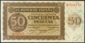 50 Pesetas. 21 de Noviembre de 1936. Serie E. (Edifil 2021: 420a). EBC-.