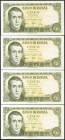 Conjunto de 4 billetes correlativos de 5 Pesetas, emitidos el 16 de Agosto de 1951, todos ellos con la serie 1D (Edifil 2021: 459a), conservando su ap...