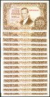 Conjunto de 15 billetes en tramos correlativos de 100 Pesetas emitidos el 7 de Abril de 1953 con la serie 3H (Edifil 2021: 464c), conservando parte de...