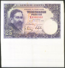 Conjunto de 34 billetes correlativos de 25 Pesetas emitidos el 22 de Julio de 1953 con la serie K (Edifil 2021: 467a), conservando parte de su apresto...