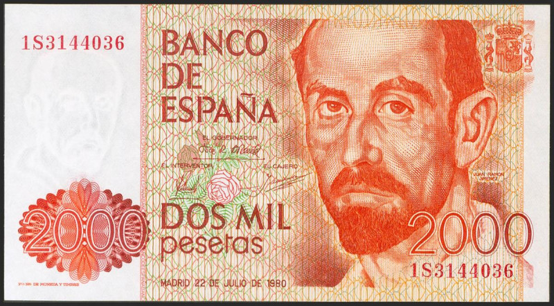 2000 Pesetas. 22 de Julio de 1980. Serie 1S. (Edifil 2021: 479a). SC.