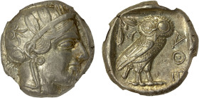ATTICA: Athens, AR tetradrachm (17.20g), ca. 440-404 BC, S-2526, HGC-4/1597, helmeted head of Athena right // owl standing right, head facing, olive s...