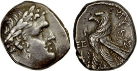 PHOENICIA: Tyre, AR shekel (14.13g), CY 165 (39/40 AD), RPC-4669, DCA-Tyre 920, laureate head of Melkart right // eagle standing left on prow, palm fr...