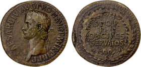 ROMAN EMPIRE: Caligula, 37-41, AE sestertius (28.39g), Rome, struck 39-40 AD, RIC-46, laureate head left, C CAESAR DIVI AVG PRON AVG P M TR P III P P ...