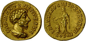 ROMAN EMPIRE: Marcus Aurelius, 161-180 AD, AV aureus (6.96g), Rome, struck 162-163 AD, RIC-77, bare-headed, draped and cuirassed bust right, IMP M ANT...