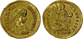 ROMAN EMPIRE: Valentinian II, 375-392 AD, AV solidus (4.38g), Constantinople, struck 378-383 AD, RIC-46D-var (reverse legend), 6th officina, rosette-d...