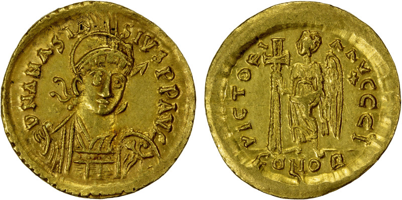 BYZANTINE EMPIRE: Anastasius I, 491-518, AV solidus (4.37g), Constantinople, S-3...
