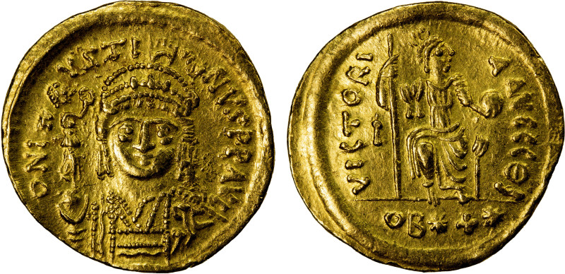 BYZANTINE EMPIRE: Justin II, 565-578, AV light weight solidus (= 22 siliquae) (4...