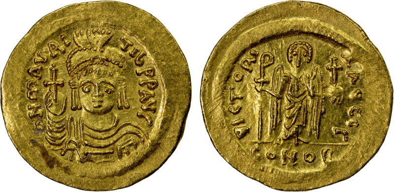 BYZANTINE EMPIRE: Maurice Tiberius, 582-602, AV solidus (4.42g), Constantinople,...