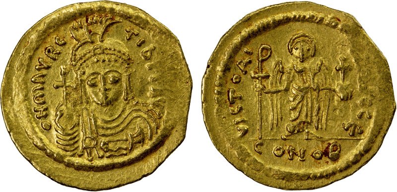 BYZANTINE EMPIRE: Maurice Tiberius, 582-602, AV solidus (4.31g), Constantinople,...