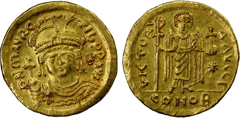 BYZANTINE EMPIRE: Maurice Tiberius, 582-602, AV lightweight solidus (= 23 siliqu...