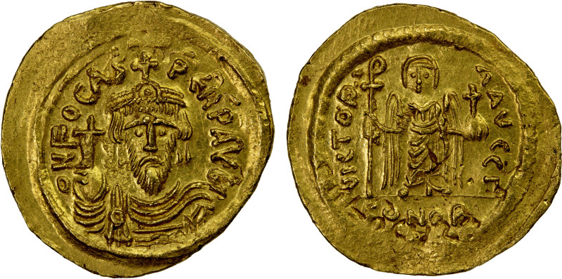 BYZANTINE EMPIRE: Phocas, 602-610, AV solidus (4.46g), Constantinople, S-616, bu...