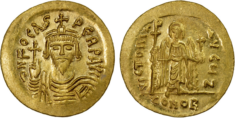 BYZANTINE EMPIRE: Phocas, 602-610, AV solidus (4.47g), Constantinople, S-618, bu...