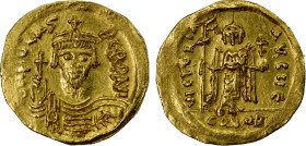 BYZANTINE EMPIRE: Phocas, 602-610, AV solidus (4.48g), Constantinople, S-620, bust facing, wearing crown without pendilia, legend starts with DN // an...