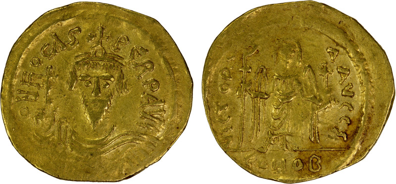 BYZANTINE EMPIRE: Phocas, 602-610, AV solidus (4.33g), Constantinople, S-620, st...
