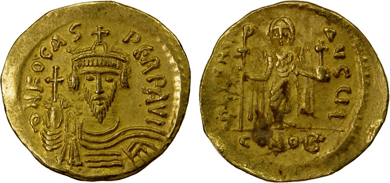 BYZANTINE EMPIRE: Phocas, 602-610, AV solidus (4.38g), Constantinople, S-620, bu...