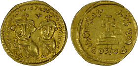 BYZANTINE EMPIRE: Heraclius, with Heraclius Constantine, 610-641, AV solidus (4.45g), Constantinople, S-746, 9th officina, facing busts of Heraclius (...