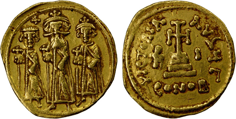 BYZANTINE EMPIRE: Heraclius, 610-641, AV solidus (4.34g), Constantinople, S-763,...