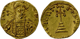 BYZANTINE EMPIRE: Constantine IV Pogonatus, 668-685, AV solidus (4.29g), Constantinople, S-1157, helmeted, draped, and cuirassed three-quarter facing ...