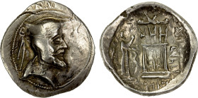 PERSIS KINGDOM: Vadfradad I (Autophradates), 146-138 BC, AR tetradrachm (16.62g), Alram-533, cf. Sunrise-570, king's head right, with mustache, wearin...