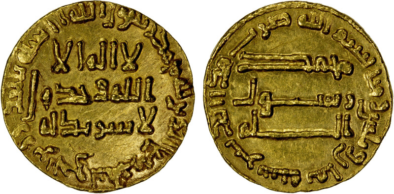 ABBASID: al-Mansur, 754-775, AV dinar (4.25g), NM, AH138, A-212, bold strike, ch...