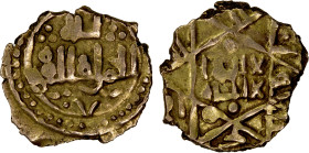 AFTASID OF BADAJOZ: Anonymous, late 11th century, debased AV fractional dinar (0.66g), NM, ND, A-400E, cf. Vañó-362 for a related type with a differen...