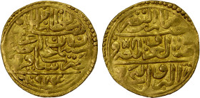 OTTOMAN EMPIRE: Selim II, 1566-1574, AV sultani (3.46g), Sakiz, AH974, A-1324, attractive VF, ex Ahmed Sultan Collection. Saqiz refers to the Greek is...
