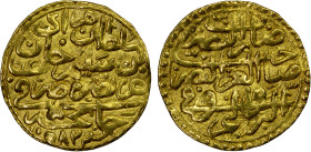 OTTOMAN EMPIRE: Murad III, 1574-1595, AV sultani (3.43g), Canca, AH982, A-1332.1, VF, ex Ahmed Sultan Collection. The town of Canca (Khanja) is now ca...