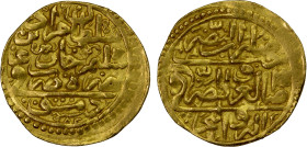 OTTOMAN EMPIRE: Murad III, 1574-1595, AV sultani (3.48g), Dimashq, AH982, A-1332.1, touch of weakness near the edge, VF to EF, ex Ahmed Sultan Collect...