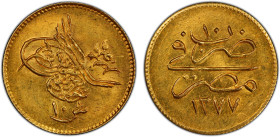 EGYPT: Abdul Aziz, 1861-1876, AV 10 kurush, Kostantiniye, AH1277 year 10, KM-259, a wonderful mint state example! PCGS graded MS64.
Estimate: USD 200...