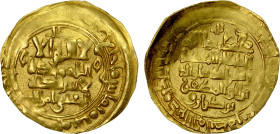 GREAT SELJUQ: Barkiyaruq, 1093-1105, AV dinar (4.09g), Karaj, AH486, A-1682, mint weak but sufficiently clear to be certain, very rare mint in western...