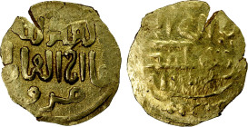 ILKHAN: Anonymous Qa'an al-'Adil, ca. 1260-1280, AV dinar (1.58g), Madinat Marw, ND, A-A2132, al-madinat qa'an al-'adil marw in plain circle // kalima...