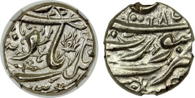 MUGHAL: Jahangir, 1605-1628, AR ½ rupee, Surat, AH(10)33 year 18, KM-, month of Aban; same legends and arrangment as the full rupee type KM-148.1; ext...