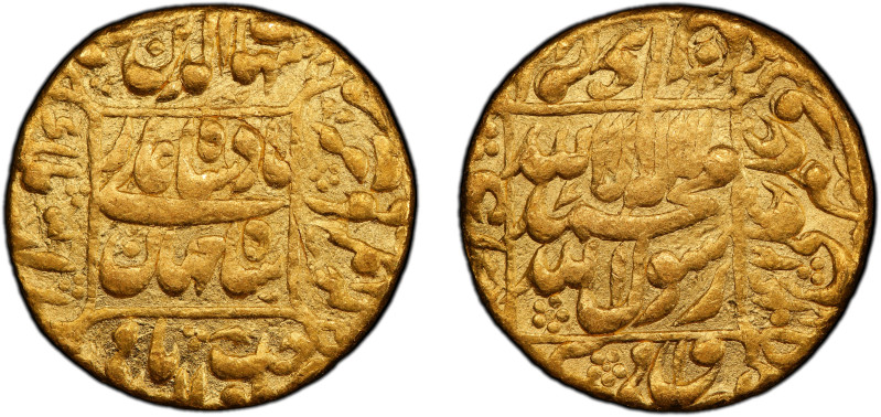 MUGHAL: Shah Jahan I, 1628-1658, AV mohur (10.88g), Burhanpur, AH1042 year 4, KM...