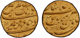 MUGHAL: Aurangzeb, 1658-1707, AV mohur (10.93g), Shahjahanabad, AH1114 year 47, KM-315.42, an attractive lustrous mint state example! PCGS graded MS62...