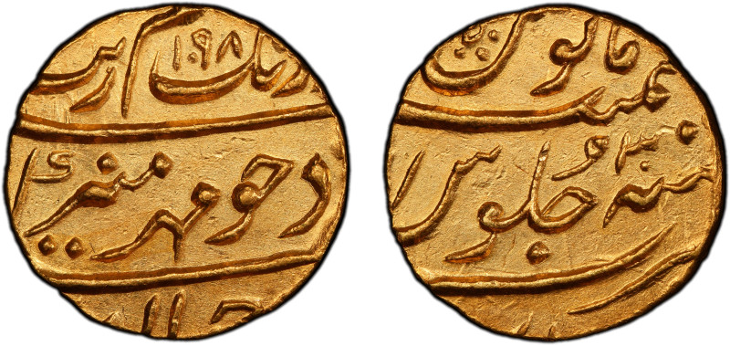 MUGHAL: Aurangzeb, 1658-1707, AV mohur (11.04g), Surat, AH1098 year 30, KM-315.4...