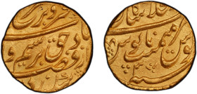 MUGHAL: Farrukhsiyar, 1713-1719, AV mohur (10.88g), Shahjahanabad, AH(112)6 year 3, KM-390.30, a lovely lustrous mint state example! PCGS graded MS63....