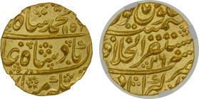MUGHAL: Muhammad Shah, 1719-1748, AV mohur, Akbarabad, AH1156 year 26, KM-438.2, with the mint epithet "mustaqirr al-khilafat", NGC graded MS62.
Esti...