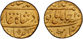 MUGHAL: Muhammad Shah, 1719-1748, AV mohur (10.82g), Muhammadabad Banaras, AH1151 year 20, KM-438.5, Hijri date off flan; scratch, PCGS graded About U...