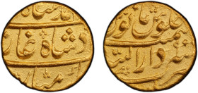 MUGHAL: Muhammad Shah, 1719-1748, AV mohur (10.98g), Burhanpur, AH1xxx year 9, KM-438.6, an attractive nearly mint state example, PCGS graded AU58.
E...