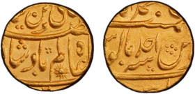 MUGHAL: Shah Alam II, 1759-1806, AV mohur (10.87g), Muhammadabad Banaras, year one (ahad), an attractive lustrous mint state example! PCGS graded MS62...