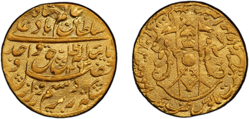 AWADH: Wajid Ali Shah, 1847-1856, AV mohur (10.70g), Lakhnau, AH1263 year 1, KM-...